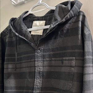 Aeropostale Charcoal and Black Button-Up Hoodie